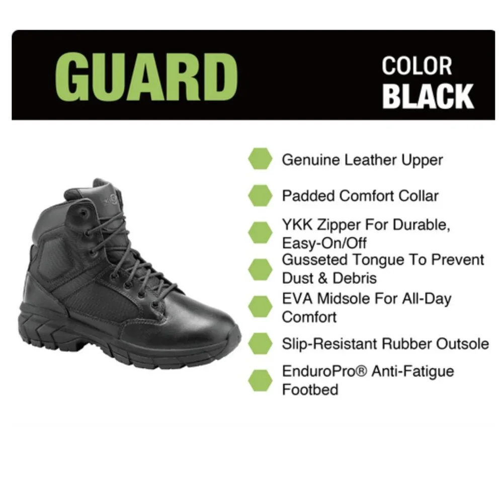 Interceptor Mens Tactical Boots Black Side Zip Size 10 Work Combat Security Shoe